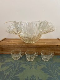 Glass Punch Bowl And Glassware