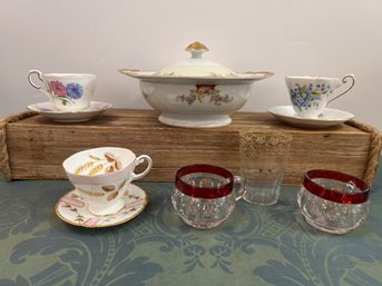 Royal Chester Lidded Bowl, Paragon, EB Foley, Royal Standard Tea Cup/saucer & A Mix Of Glass Cups