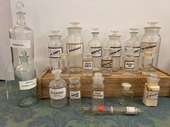 19-Vintage Pharmacy Bottle Clear Glass
