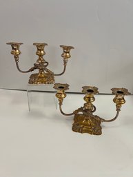 2-Antique Brass Candelabras