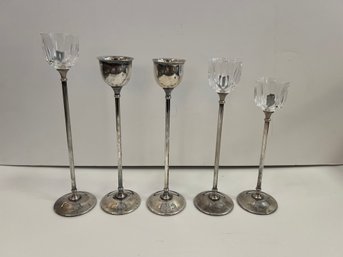 5- St James Silver Plate Candle Holders