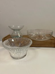 Ceska Crystal Bowl, Chips/dip Bowl And Hand Blown Vase