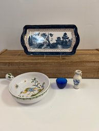 LALLIER-MOUSTIERS Pottery With Handle, Imperial Ironstone Platter And 2 Miniture Vases