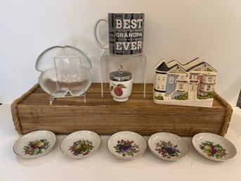 Glass Flower Bowl, Best Grandpa Mug, Otagiri Victorian House Napkin Holder, Naaman Trinket Dishes & More
