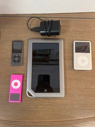 3 Older Ipods, Nook, And Adapter