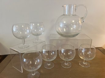 Tiffany And Co Pitcher And 6 Water Glasses