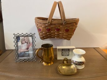 Apple Basket, Soap Dish: Ceramic/brass, Irish Porcelain And Brass Cup Made In India