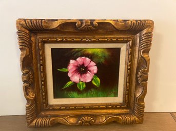 Flower Painting Signed JS 90 With Heavy Frame