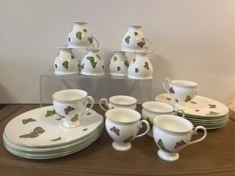 Service For 12 Crown Staffordshire Butterfly Snack Set