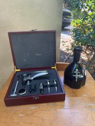 Bottle Wine Opener Set, And Empty Cognac Dusse XO Bottle