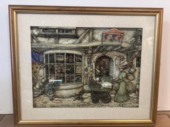 Vintage Anton Pieck 3D 'Toy Shop' Art Print