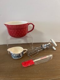 Baking Lot: Hand Mixer, Mixing Bowl, Blue And White Creamer And More