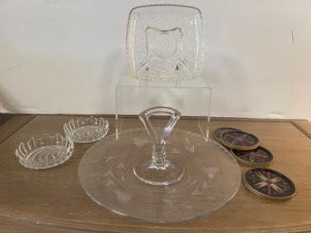 Daisy Platter, Cheese Platter And Coasters