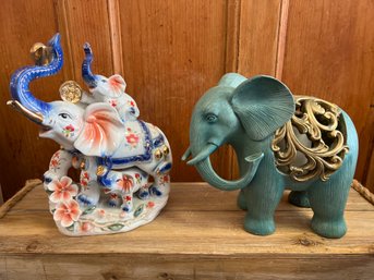Porcelain Elephant And Resin Night Light Elephant