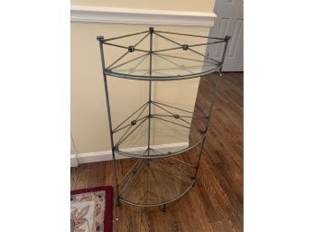 3 Tier Glass And Metal Corner Shelf