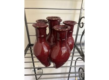 Chinese Porcelain Red Glaze Six Mouth Vase