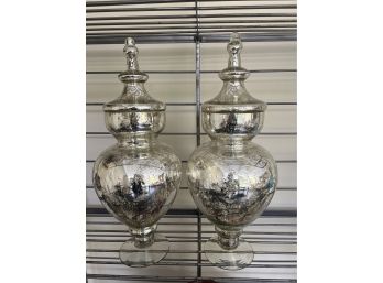 2 Mercury Glass Urns