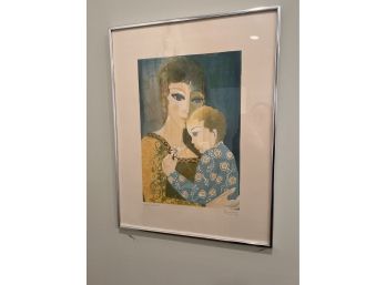 Lithograph Mother & Child By Serge Gerard Poidevain