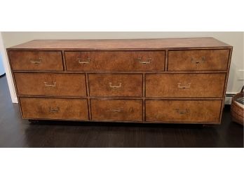 John Widdicomb Hollywood Regency Campaign Burl Wood Long Dresser