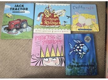 5 Kids Books: Jack Tractor, Small Knight & George, Night Night, Princess Penelope, & The Rainbow Fish