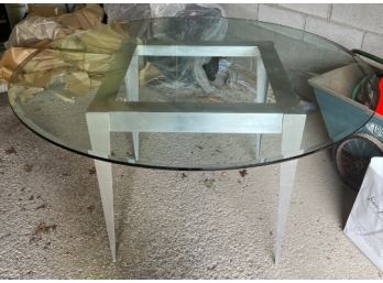 Aluminum Base And Glass Table