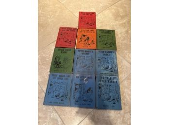 10 Small Hard Cover Wee Wee Books For Wee Folks Peter Rabbit, Little Black Sambo, And Little Sallie