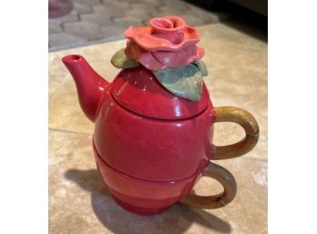 Pink Rose Single Cup Tea Pot