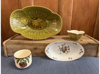 Los Angeles Pottery, Brazil Hand Painted Pot, Flower Bowl And Bas-sons Germany Small Platter