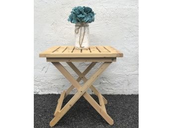 Small  Wooden Folding Table (flowers Are In Another Lot)