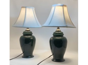 Pair Of Green Table Lamps