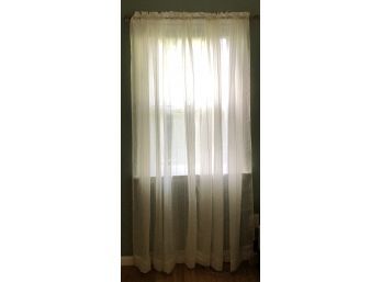 4 Panels Of Off White Striped Sheer Curtains