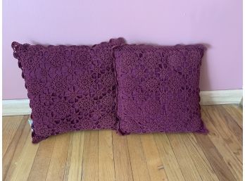 Set Of 2 Maroon Pillows