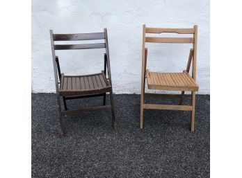 Two Wooden Folding Chairs