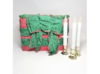 Christmas Candles And Basket