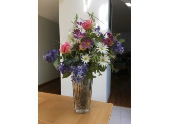 Beautiful Cut Glass Vase With Flowers