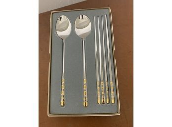 Stainless Steel Soup And Chop Stick Set