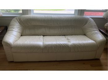 Cream Colored Leather Sofa