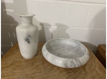 Marble Vase And Center Bowl