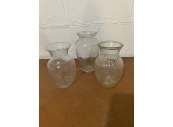 Set Of 3 Glass Vases