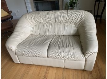 Cream Color Leather Loveseat Sofa