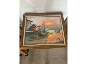 Painting On Canvas Boats At Sunrise