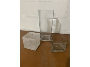 Set Of 3 Glass Vases