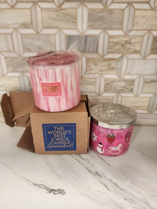 2 Brand New 3 Wick Candles Yummy Scents
