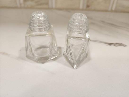 2 Crystal Salt And Pepper Shakers