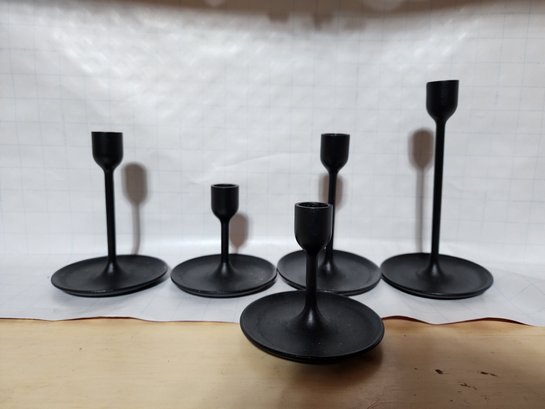 Lot Of 5 Ikea Metal Candle Sticks Assorted Sizes