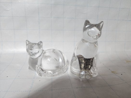 2 Awesome Crystal Cat Salt And Pepper Shakers
