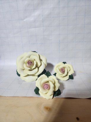 3 Porcelain Roses