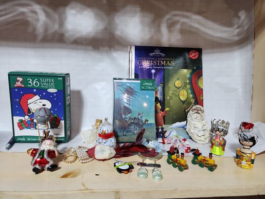 Lot Of Christmas Decor Items And Books