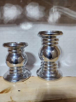 2 Metal Pottery Barn Candle Holders