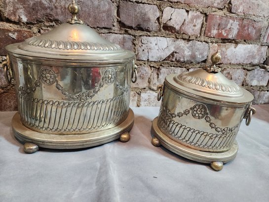 Incredible Antique Set Of Moroccan Manchurian  Silver Tea Leaf Containers